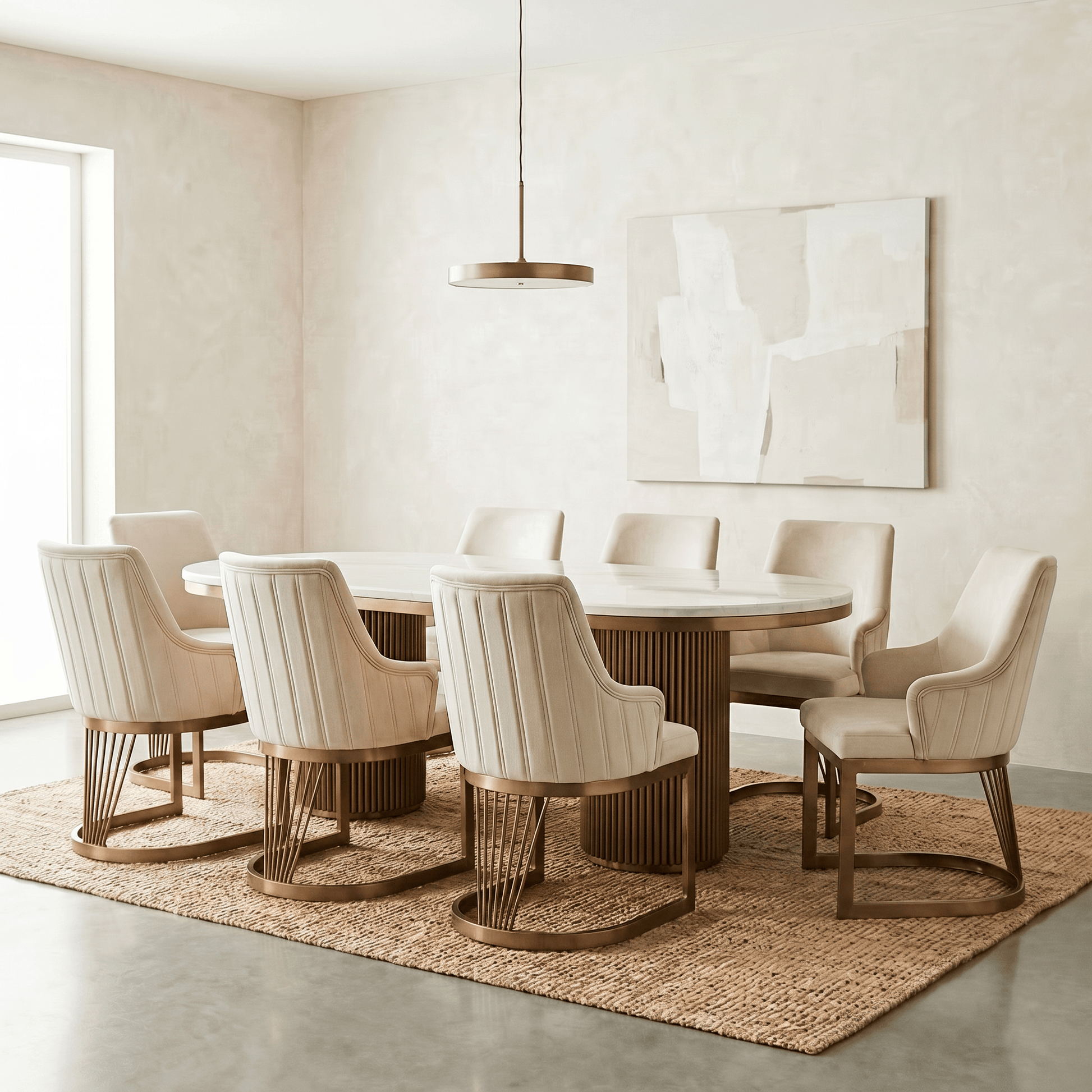 Furniture  -  Luca 2.4m Dining Table & 8 Chairs - Bronze  -  60485572