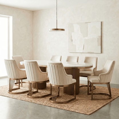 Furniture  -  Luca 2.4m Dining Table & 8 Chairs - Bronze  -  60485572
