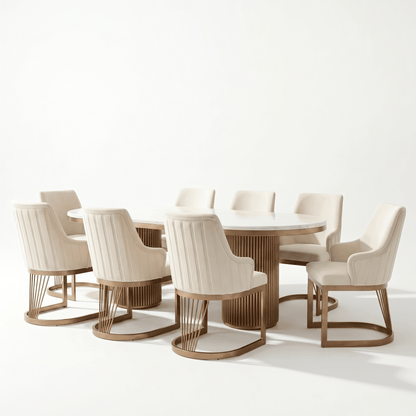 Furniture  -  Luca 2.4m Dining Table & 8 Chairs - Bronze  -  60485572