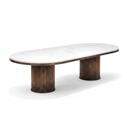 Furniture  -  Luca 2.4m Dining Table & 8 Chairs - Bronze  -  60485572