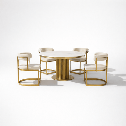Furniture  -  Luca Round Table & 4 Darcy Chairs - Gold  -  60485573