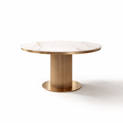 Furniture  -  Luca Round Dining Table & 4 Darcy Chairs - Bronze  -  60485574
