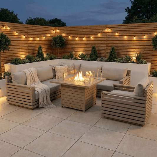 Gardening  -  Claybourne Corner Firepit Set - Pebble  -  60485611