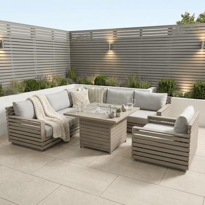 Gardening  -  Claybourne Corner Firepit Set - Pebble  -  60485611