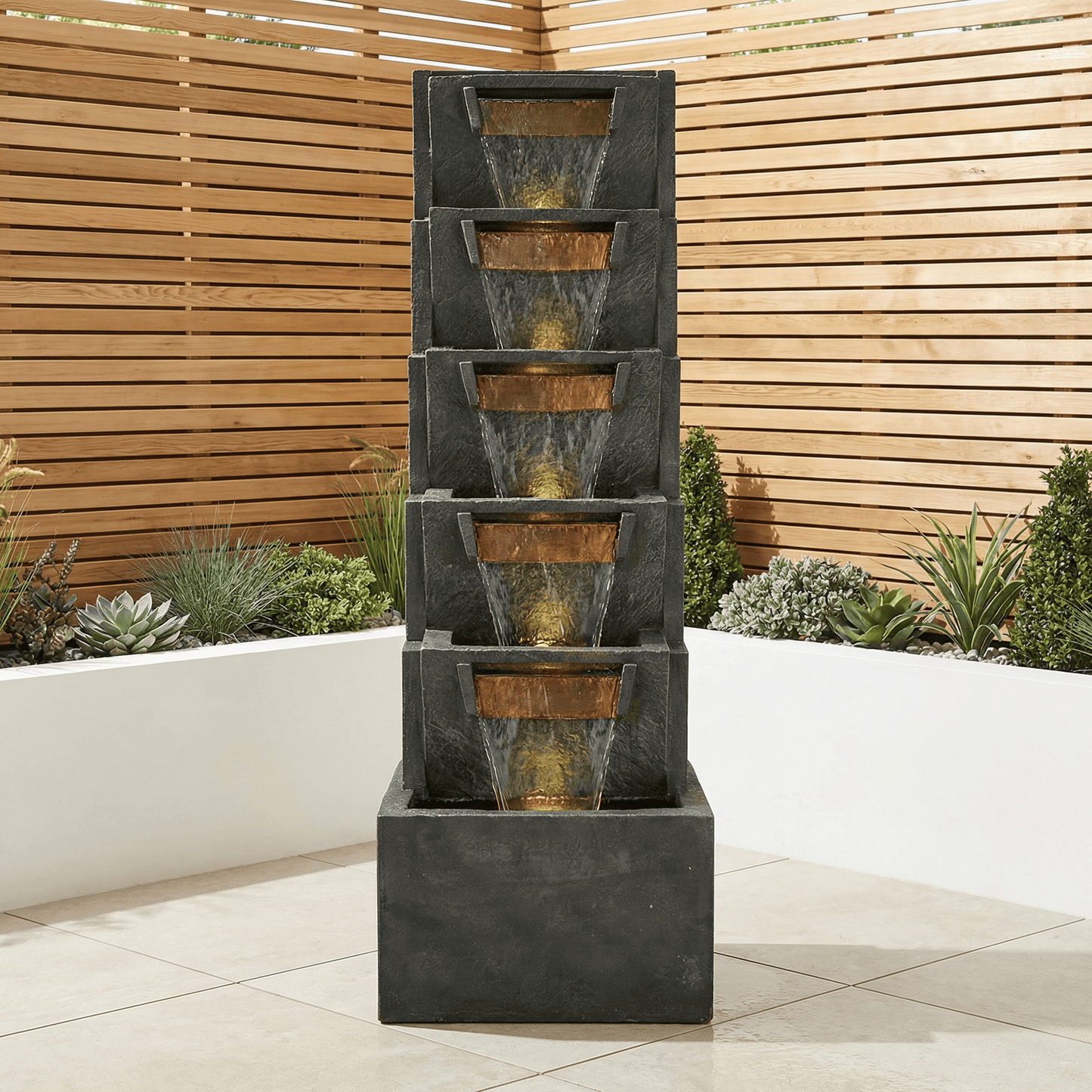 Gardening  -  Hamac Large 5 Tier Slate Bowls  -  60485638