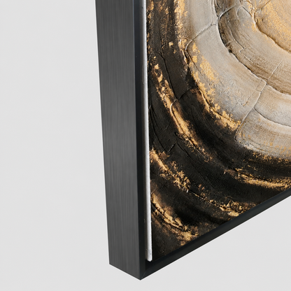 60485671 Black & Gold Spiral Painting - 100 x 100cm