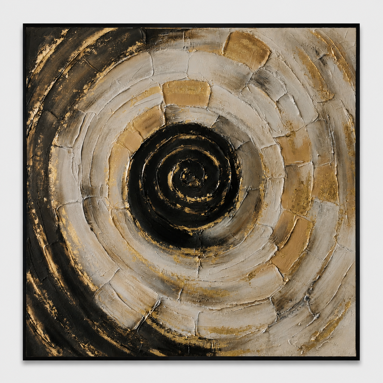 60485671 Black & Gold Spiral Painting - 100 x 100cm