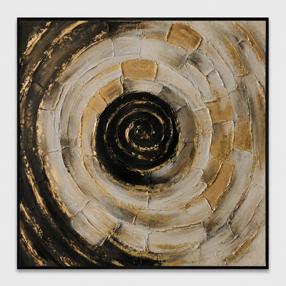 60485671 Black & Gold Spiral Painting - 100 x 100cm