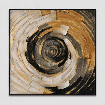 60485672 Black & Gold Spiral Painting - 100 x 100cm