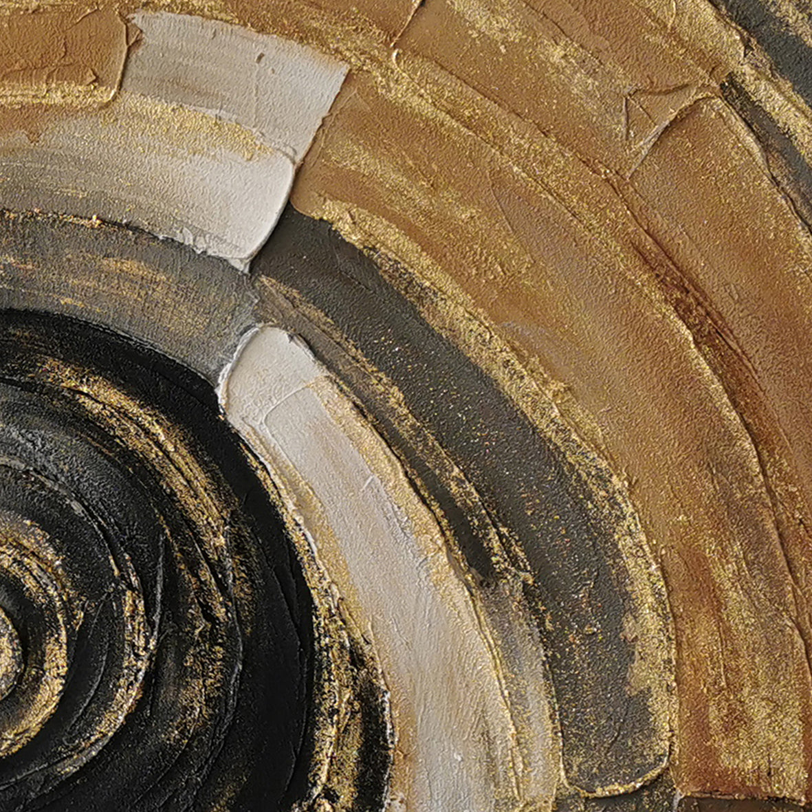 60485672 Black & Gold Spiral Painting - 100 x 100cm