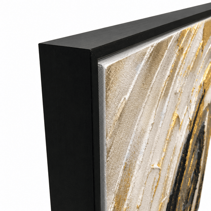 Pictures  -  Yiwu Black & Gold Spiral Painting on Canvas with Black Frame - 100 x 100cm  -  60485672