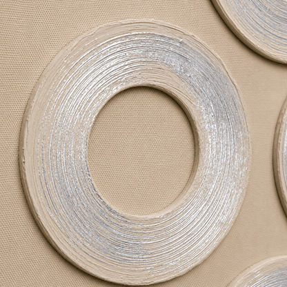 Pictures  -  Yiwu Silver Detail Circle Painting on Canvas with Black Frame - 120 x 80cm  -  60485673