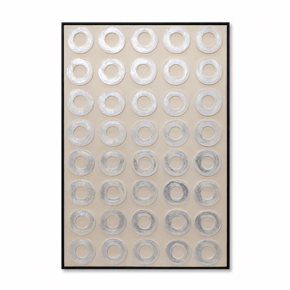 Pictures  -  Yiwu Silver Detail Circle Painting on Canvas with Black Frame - 120 x 80cm  -  60485673