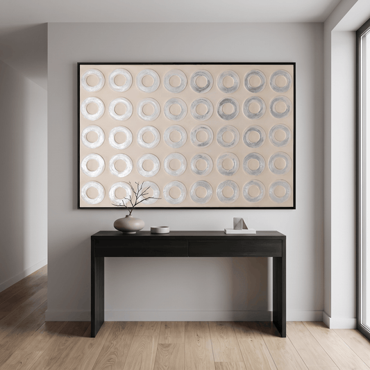 Pictures  -  60485673 Silver Circle Design Painting - 120 x 80cm  -  60485673