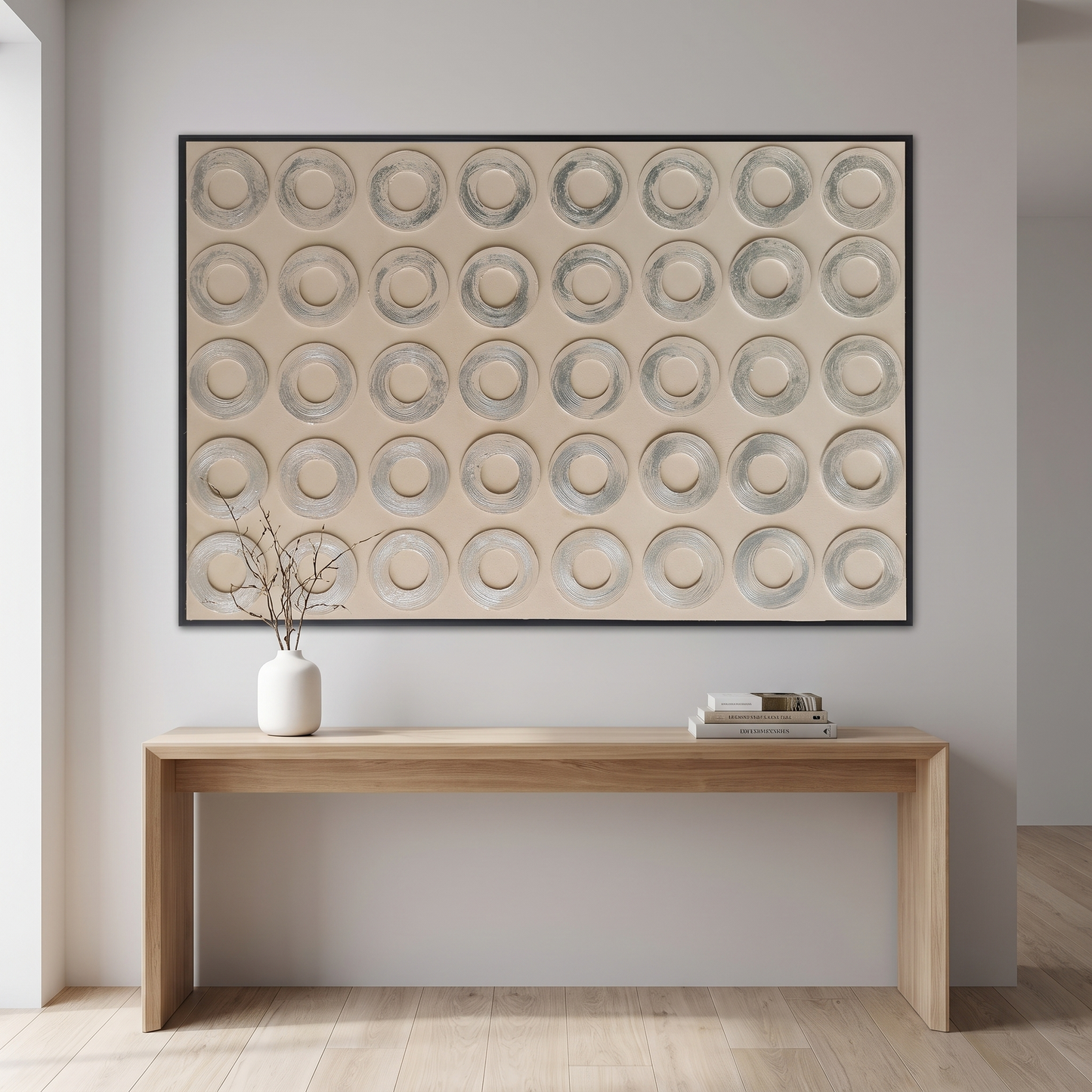 60485673 Silver Circle Design Painting - 120 x 80cm