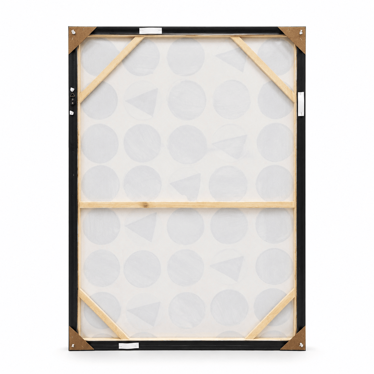 Pictures  -  Yiwu Gold Detail Circle Painting on Canvas with Black Frame - 120 x 80cm  -  60485674