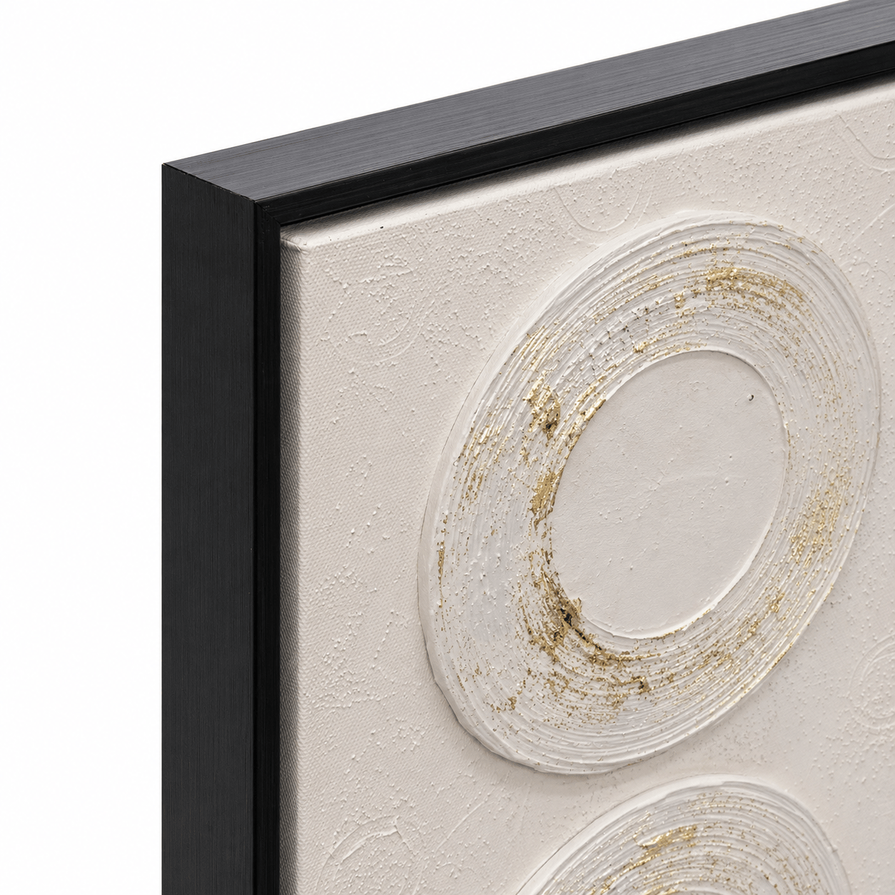 Pictures  -  Yiwu Gold Detail Circle Painting on Canvas with Black Frame - 120 x 80cm  -  60485674
