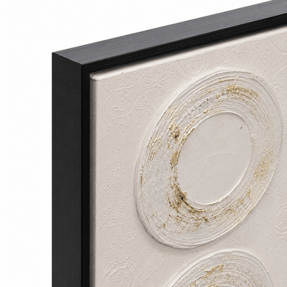 Pictures  -  Yiwu Gold Detail Circle Painting on Canvas with Black Frame - 120 x 80cm  -  60485674