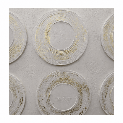 Pictures  -  Yiwu Gold Detail Circle Painting on Canvas with Black Frame - 120 x 80cm  -  60485674