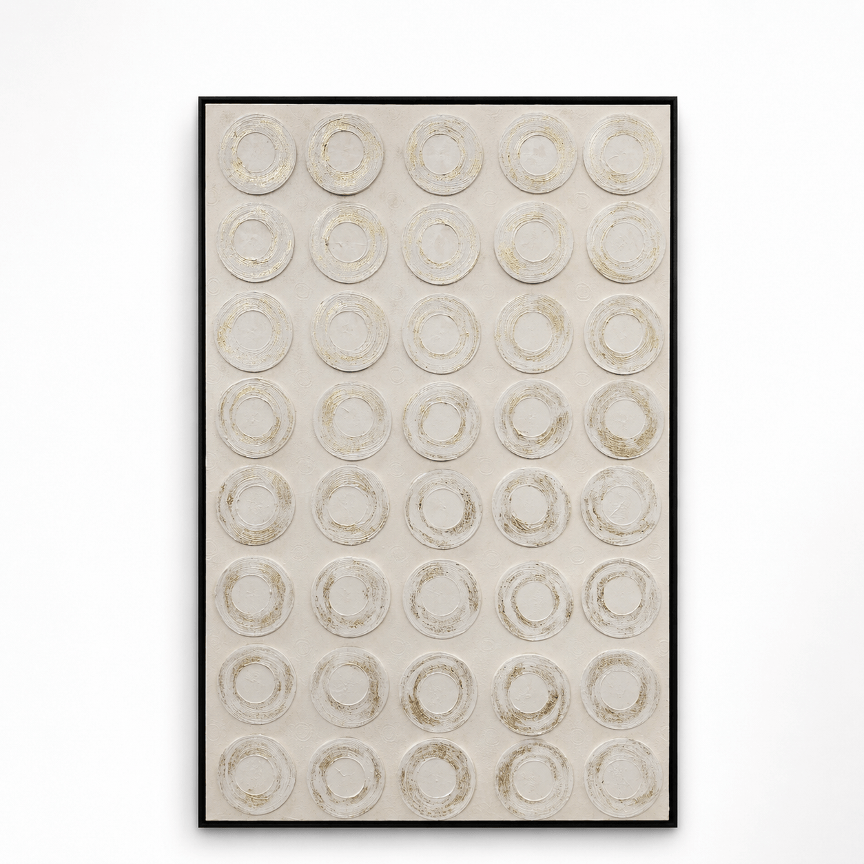 Pictures  -  Yiwu Gold Detail Circle Painting on Canvas with Black Frame - 120 x 80cm  -  60485674