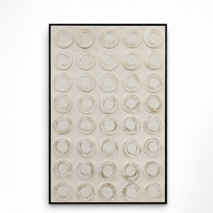 Pictures  -  Yiwu Gold Detail Circle Painting on Canvas with Black Frame - 120 x 80cm  -  60485674