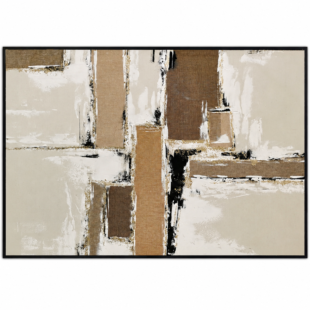 60485675 Brown Block Abstract Painting - 120 x 80cm