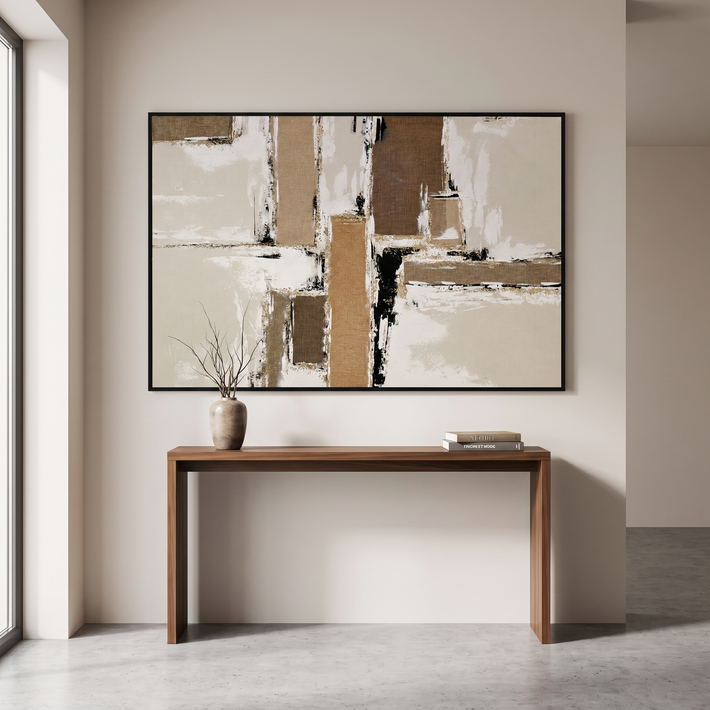 60485675 Brown Block Abstract Painting - 120 x 80cm