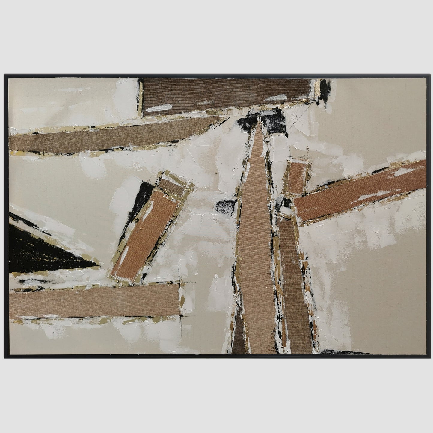 60485676 Brown Brushstroke Abstract Painting - 120 x 80cm