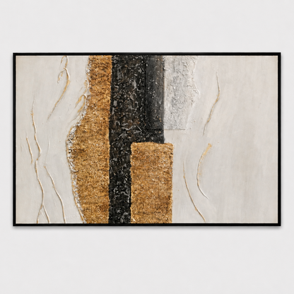 60485677 Black & Gold Abstract Painting - 120 x 80cm
