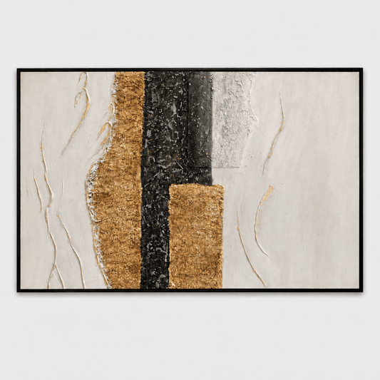 Pictures  -  60485677 Black & Gold Abstract Painting - 120 x 80cm  -  60485677