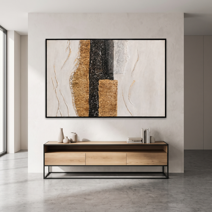 60485677 Black & Gold Abstract Painting - 120 x 80cm