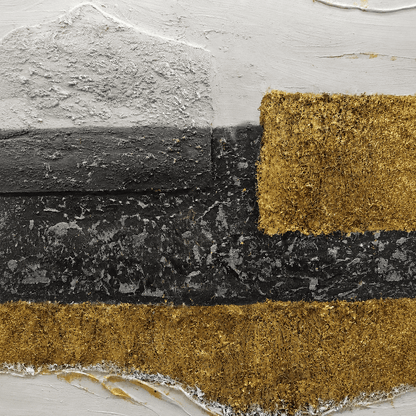 Pictures  -  Yiwu Black & Gold Textured Painting on Canvas - 120 x 80cm  -  60485677