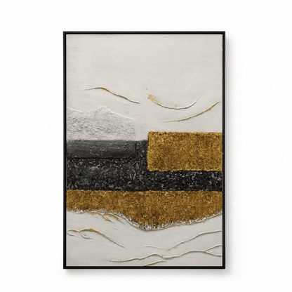 Pictures  -  Yiwu Black & Gold Textured Painting on Canvas - 120 x 80cm  -  60485677