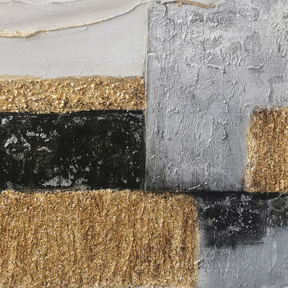 60485678 Black & Gold Textured Abstract Painting - 120 x 80cm