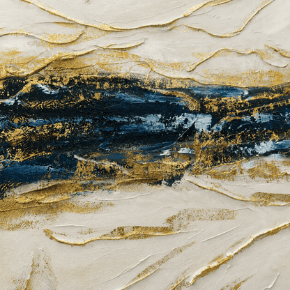 Pictures  -  Yiwu Blue & Gold Detail Painting on Canvas with Black Frame - 120 x 80cm (2)  -  60485679