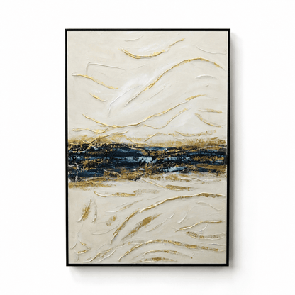 Pictures  -  Yiwu Blue & Gold Detail Painting on Canvas with Black Frame - 120 x 80cm (2)  -  60485679