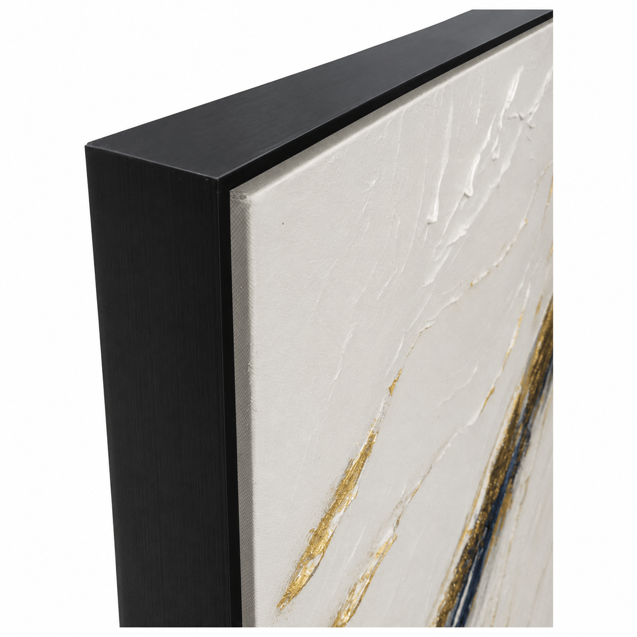 Pictures  -  Yiwu Blue & Gold Detail Painting on Canvas with Black Frame - 120 x 80cm  -  60485680