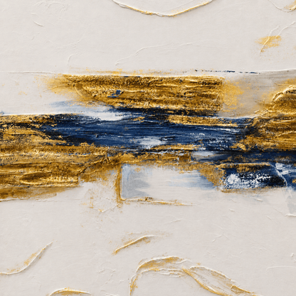 Pictures  -  Yiwu Blue & Gold Detail Painting on Canvas with Black Frame - 120 x 80cm  -  60485680