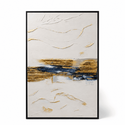 Pictures  -  Yiwu Blue & Gold Detail Painting on Canvas with Black Frame - 120 x 80cm  -  60485680