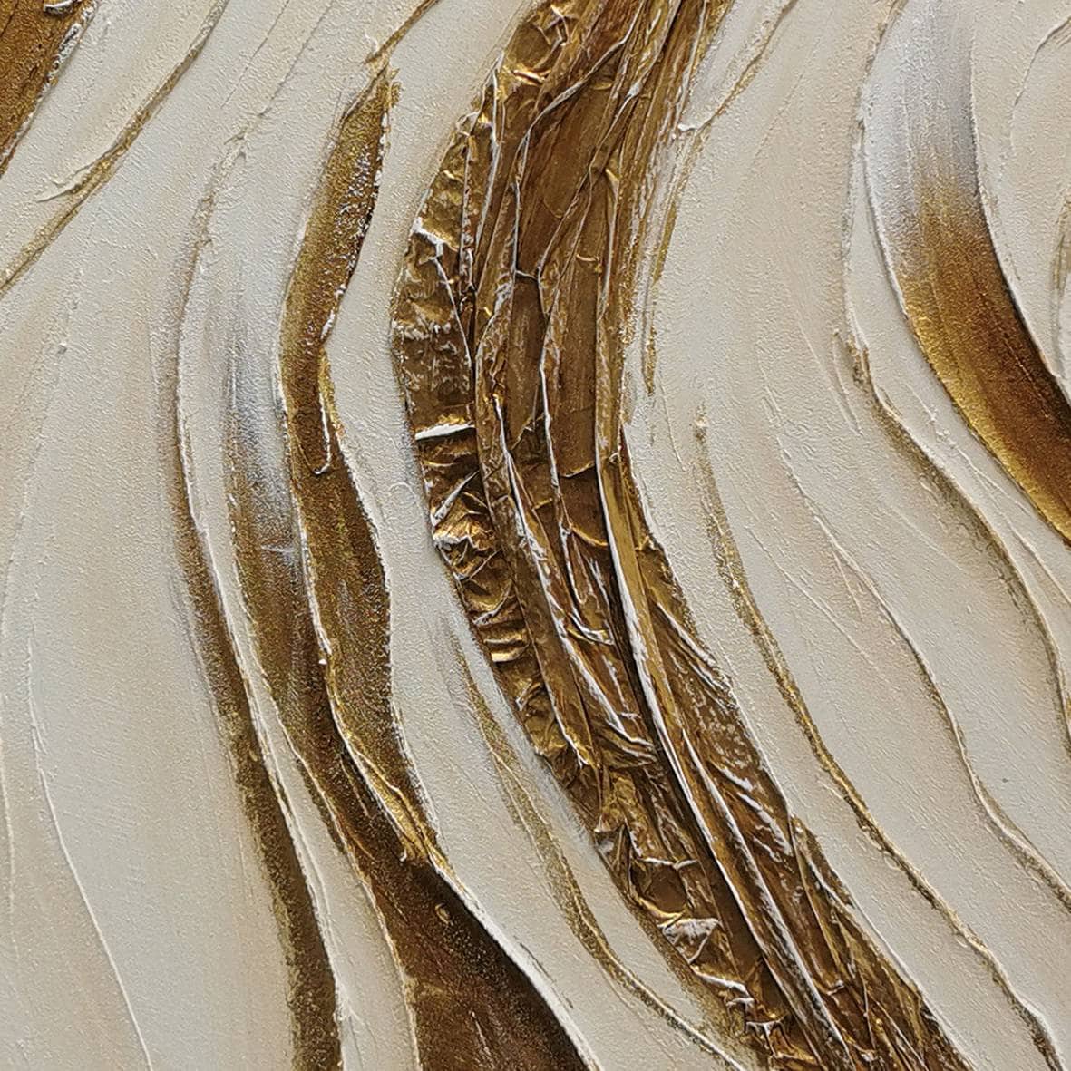 Pictures  -  60485681 Cream & Gold Stroke Painting - 120 x 80cm  -  60485681