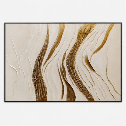 Pictures  -  60485681 Cream & Gold Stroke Painting - 120 x 80cm  -  60485681