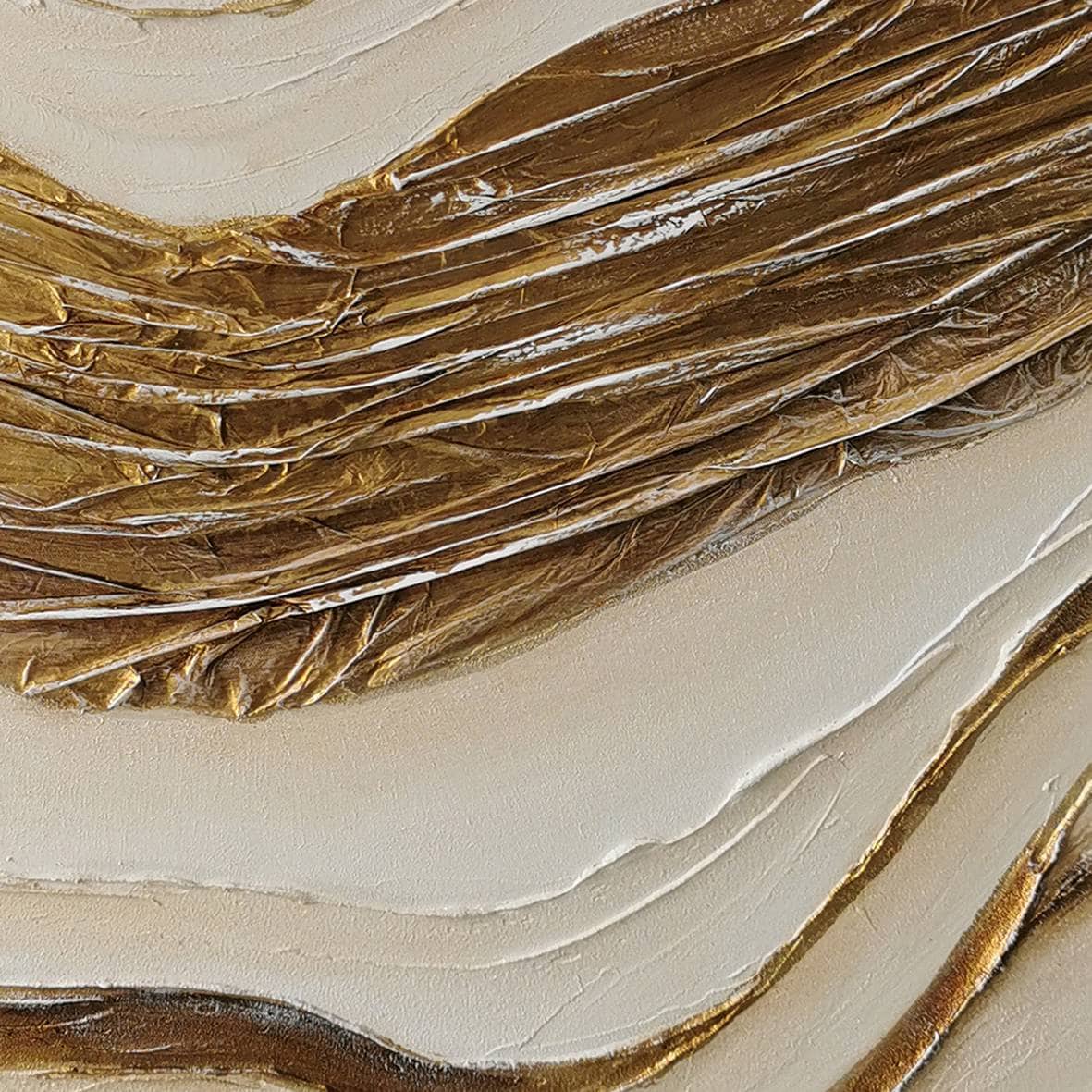 Pictures  -  60485682 Cream & Gold Stroke Painting - 120 x 80cm  -  60485682