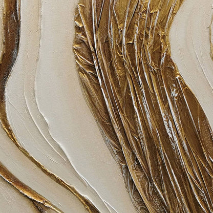 Pictures  -  60485682 Cream & Gold Stroke Painting - 120 x 80cm  -  60485682