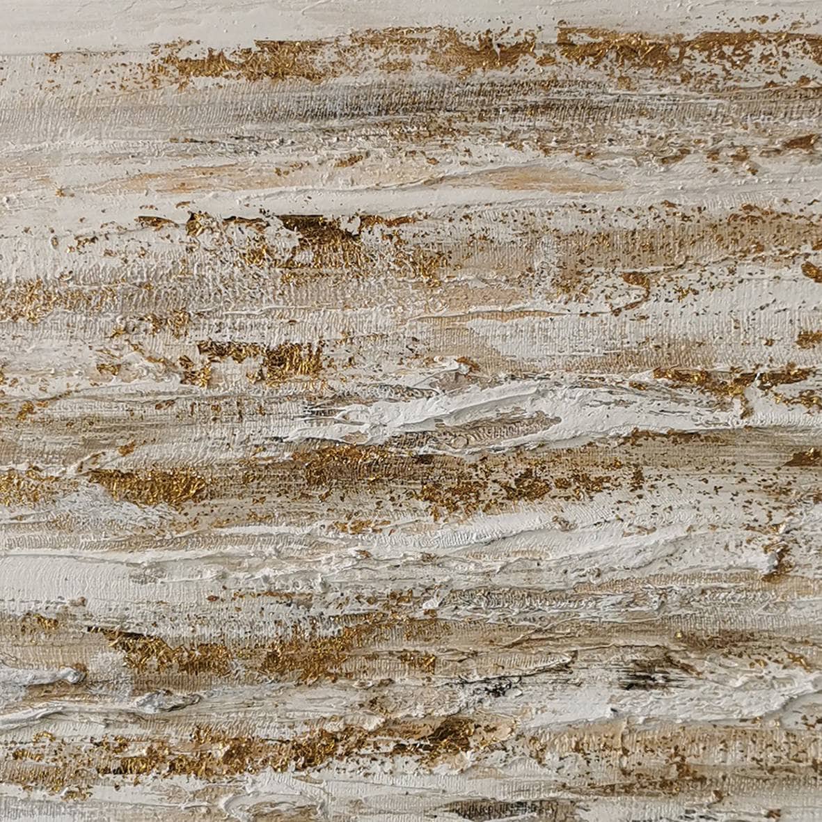 Pictures  -  60485683 Ivory & Gold Abstract Painting - 120 x 80cm  -  60485683