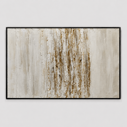 Pictures  -  60485683 Ivory & Gold Abstract Painting - 120 x 80cm  -  60485683