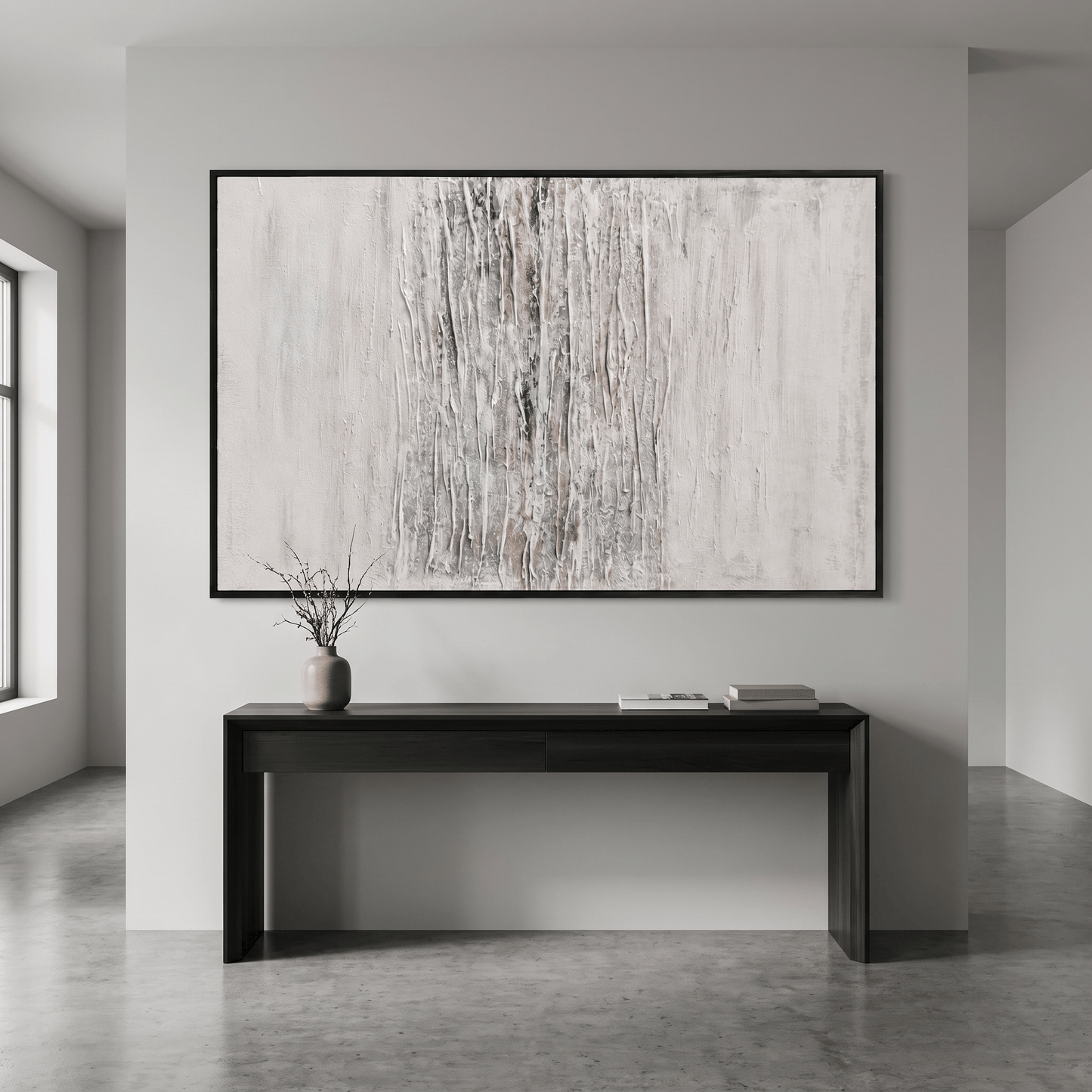 60485684 Grey & Silver Abstract Painting - 120 x 80cm
