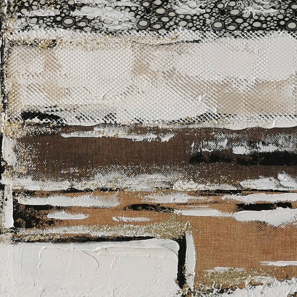 Pictures  -  60485685 Taupe & Cream Geometric Painting - 120 x 80cm  -  60485685