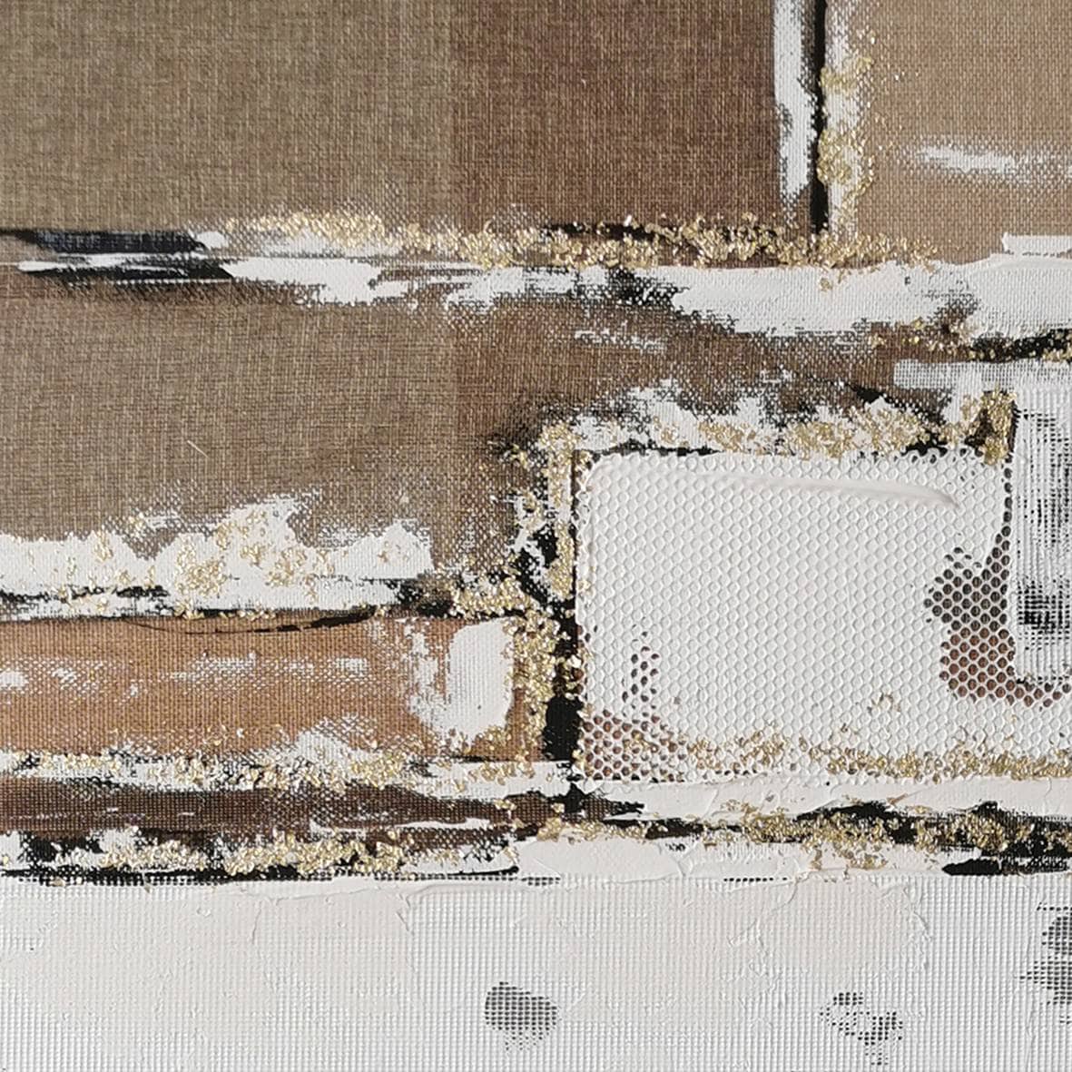 Pictures  -  60485686 Taupe & Cream Geometric Painting - 120 x 80cm  -  60485686