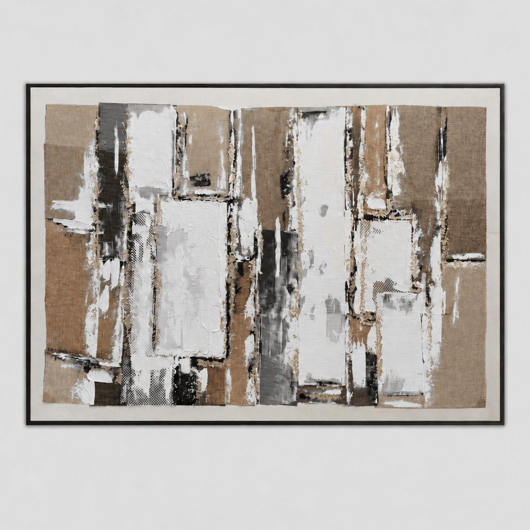 Pictures  -  60485686 Taupe & Cream Geometric Painting - 120 x 80cm  -  60485686