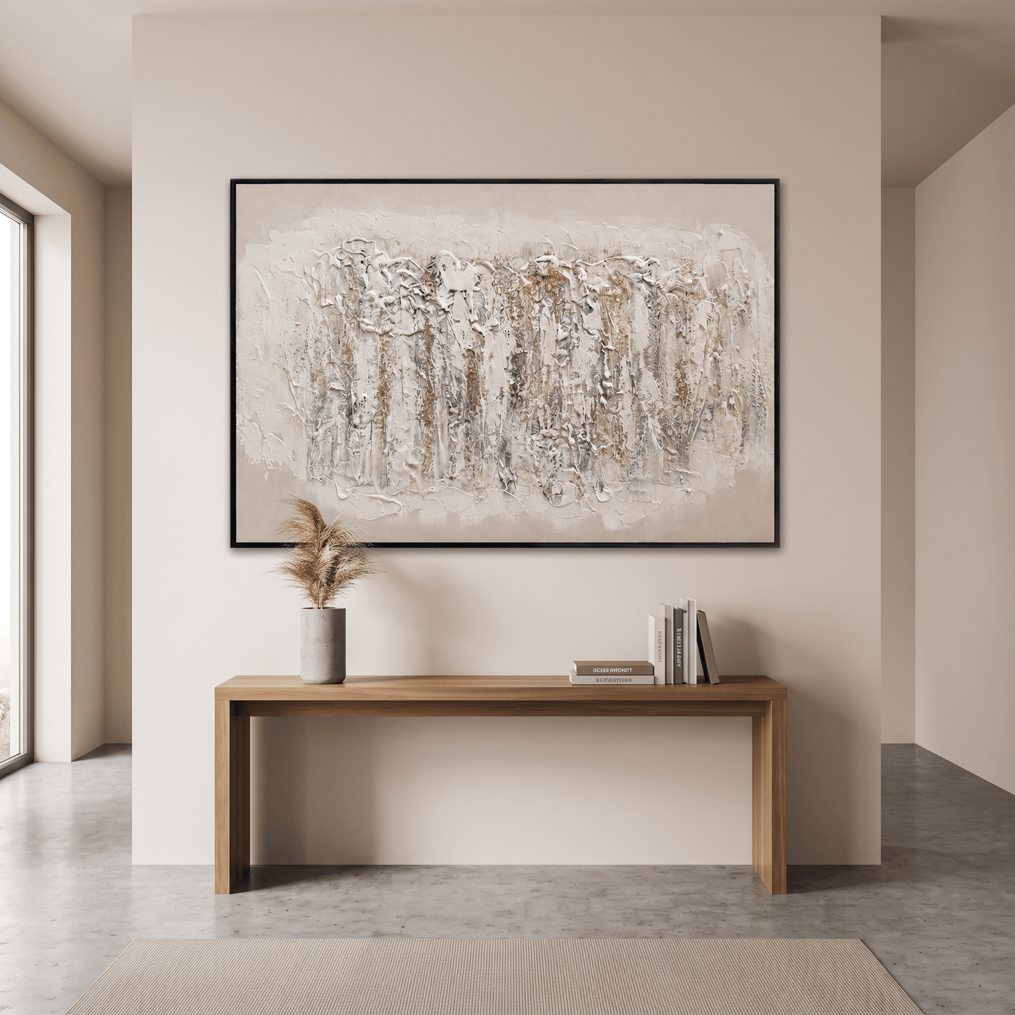 Pictures  -  60485687 Beige & Gold Abstract Painting - 120 x 80cm  -  60485687
